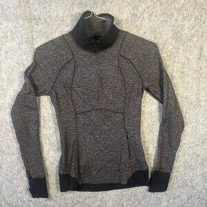 LULULEMON Runderful 1/2 Zip Size Small Long Sleeve Pullover Black Gray Herring